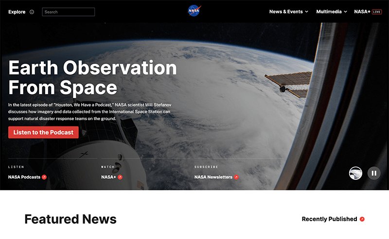 NASAWebサイトキャプチャ